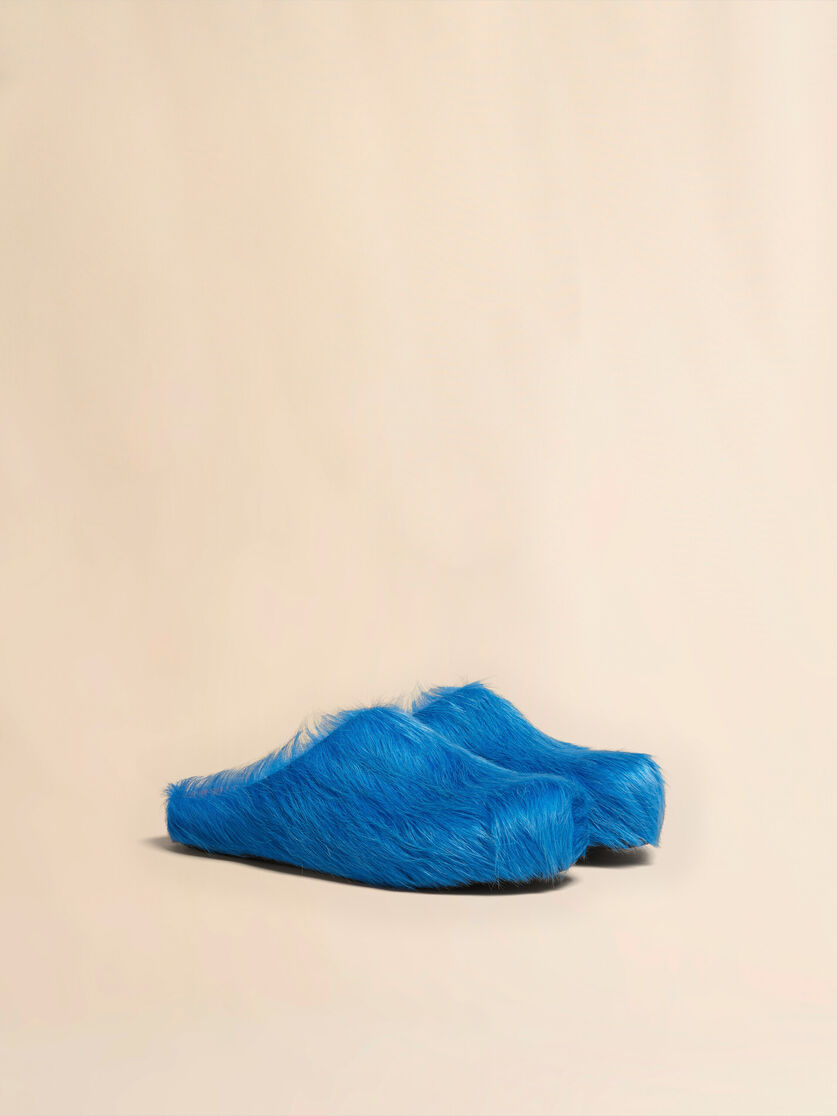 Blue long-hair calfskin Fussbett sabot - Clogs - Image 2