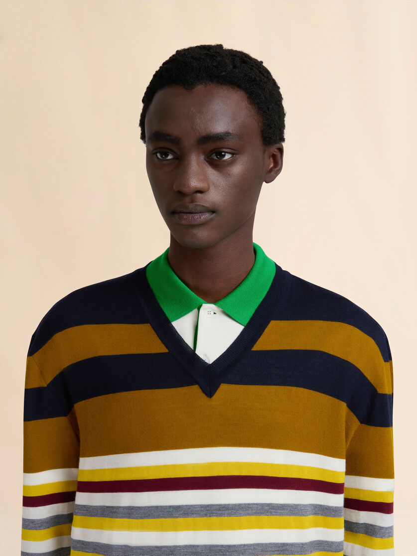 Gelb-braun gestreifter Pullover aus Wolle - Pullover - Image 4