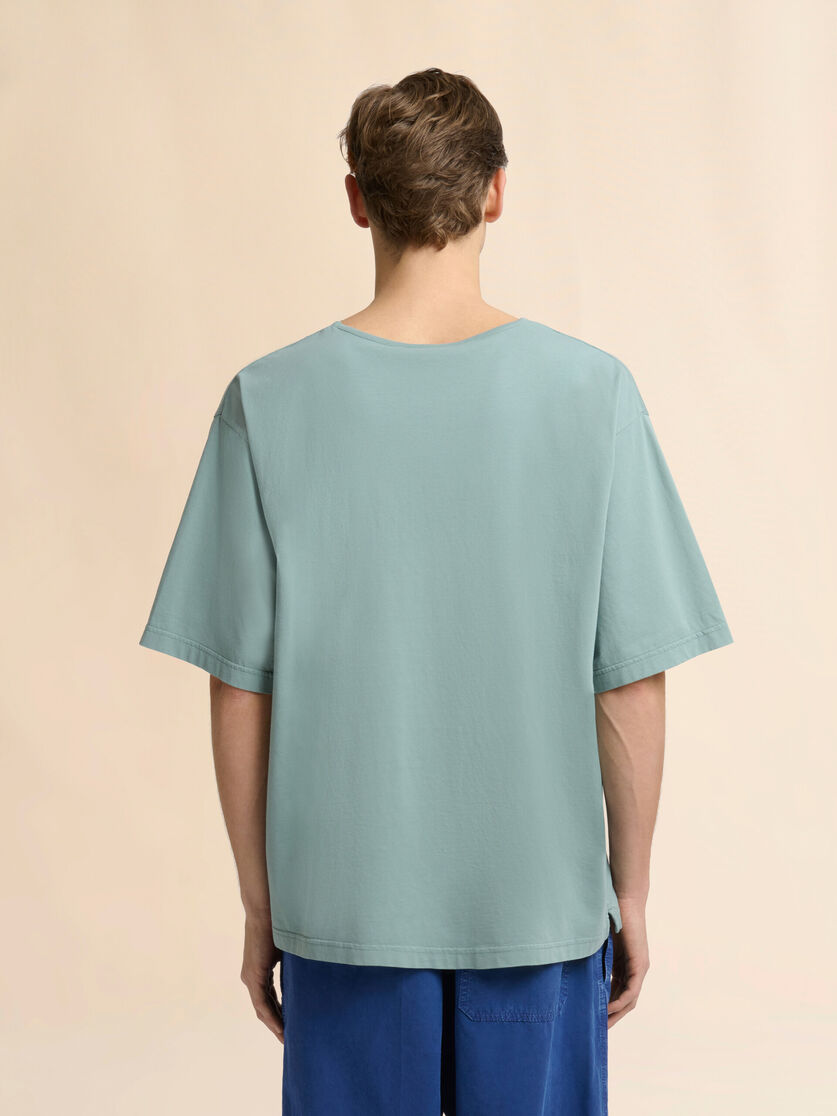 グリーン コットン製Tシャツ カラーブロックのフロント, Image 3