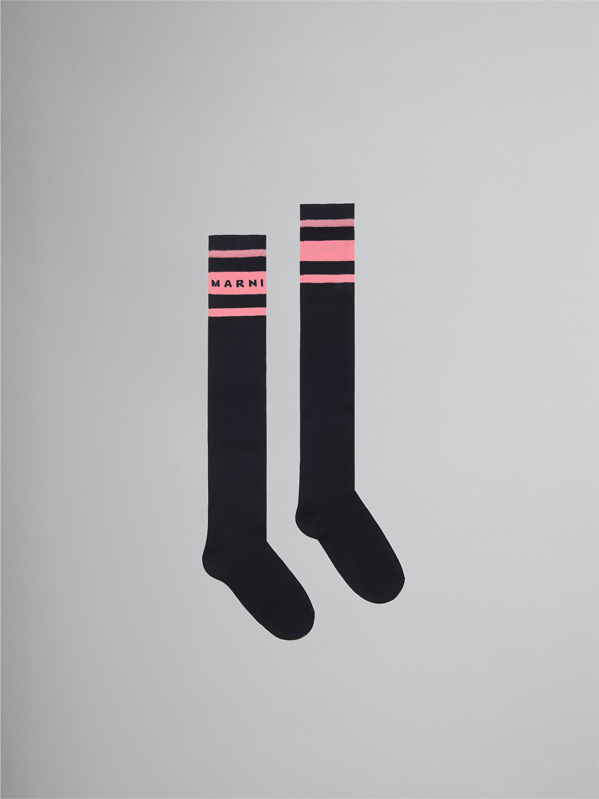 Blue long cotton socks with logo | Marni