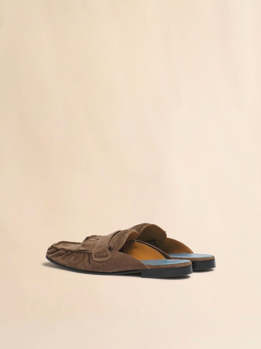 ブラウン フリンジトリム付きスエードサボ, Image 3
