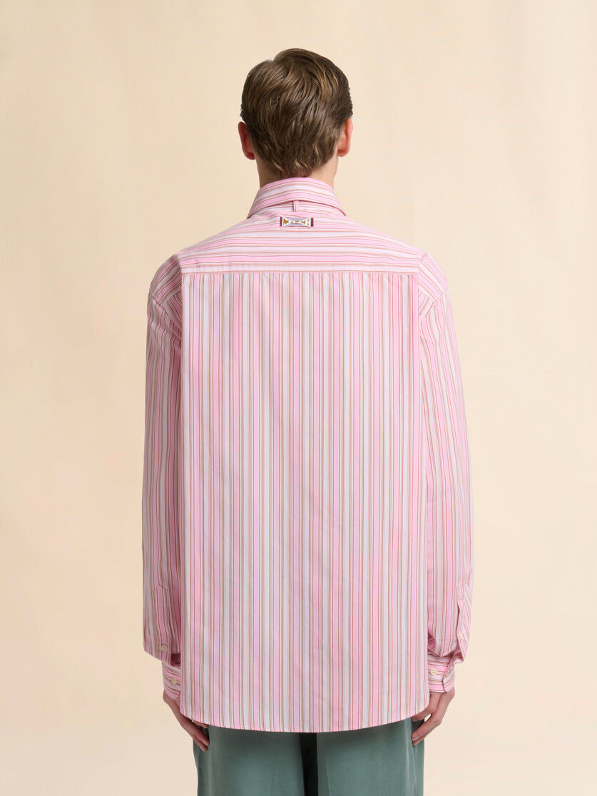 Pink striped poplin shirt with neck strap, Image 3