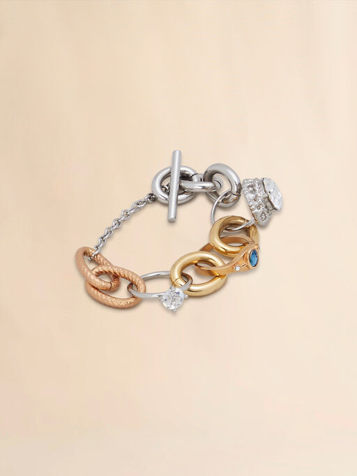 Pulsera de cadena de eslabones combinados con anillos joya - Pulseras