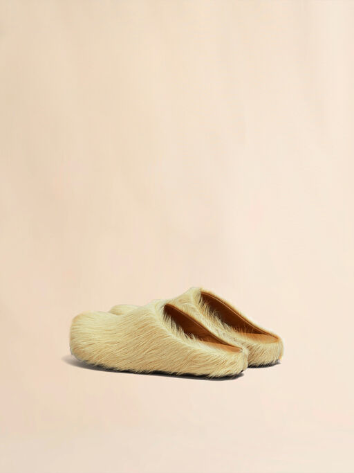Yellow long hair calfskin Fussbett sabot - Clogs