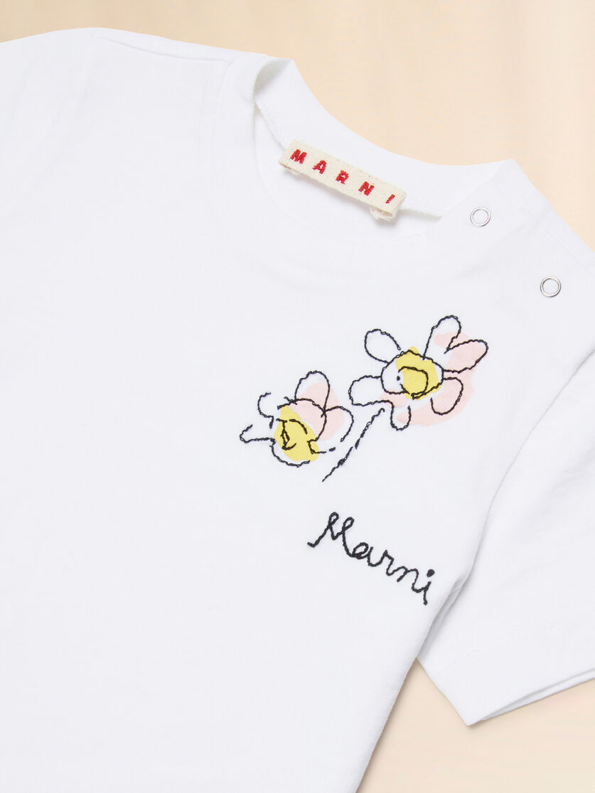 White cotton T-shirt with Camilla embroidery, Image 3