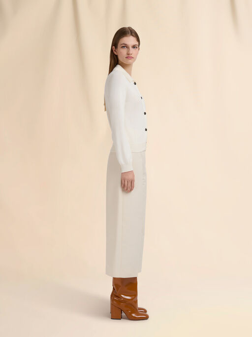 Cream cotton cady cropped trousers - Pants