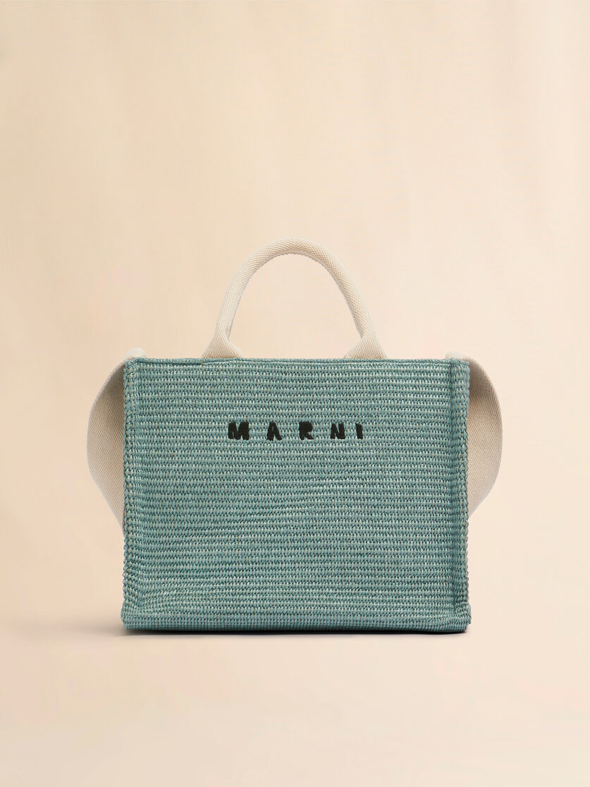 Tote Bag Piccola in tessuto effetto rafia rosa - Borse shopping - Image 1