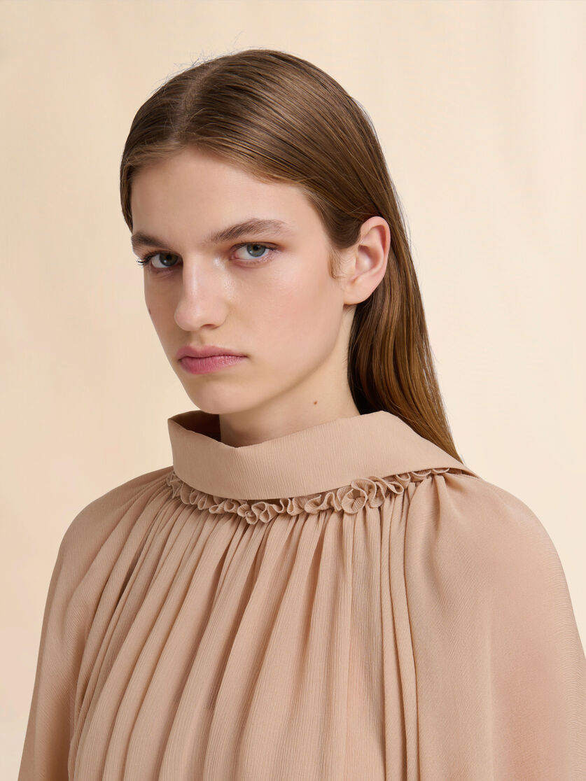Beige creponne playsuit with gathering - Overalls - Image 4
