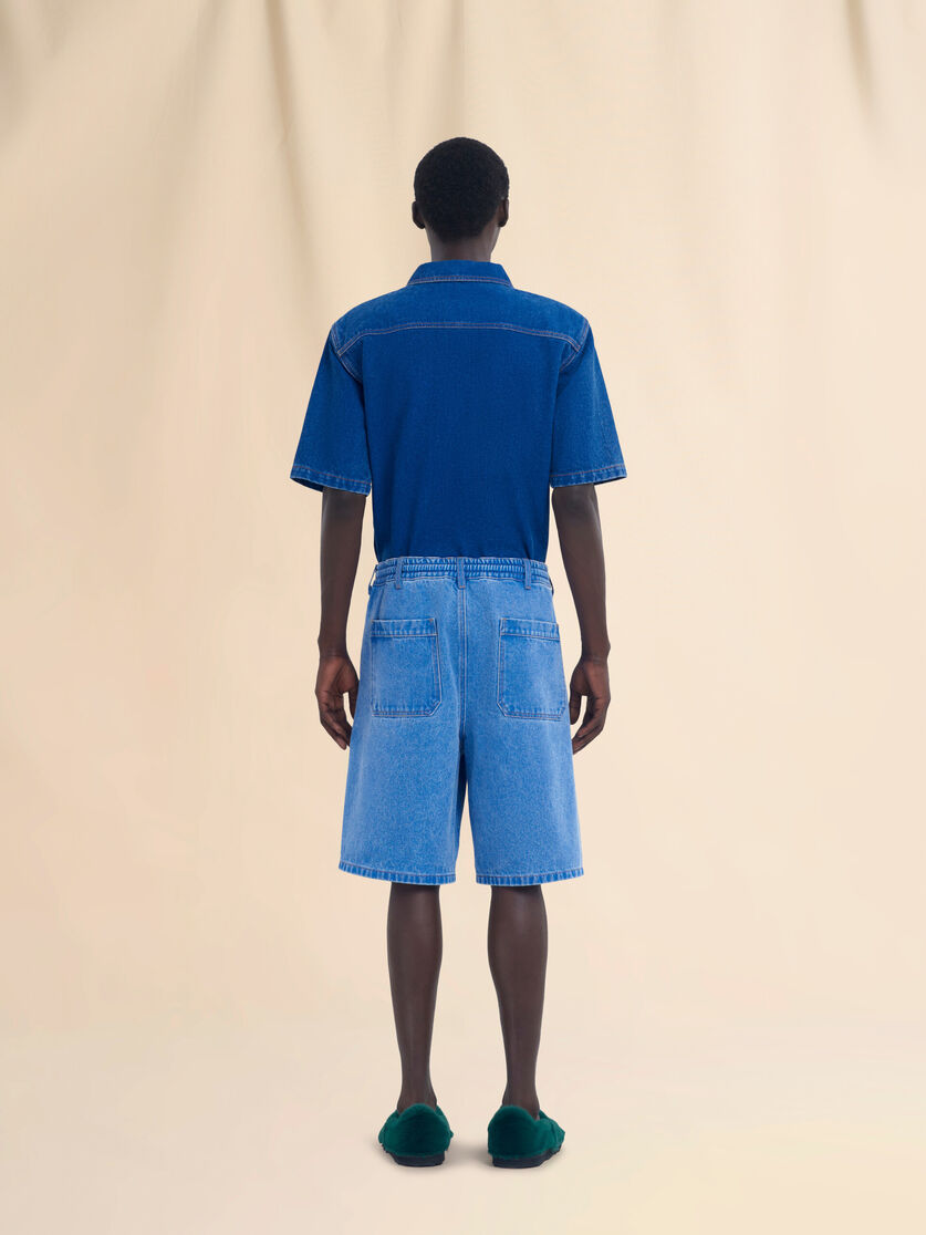 Light blue denim shorts with patch detail - Pants - Image 3