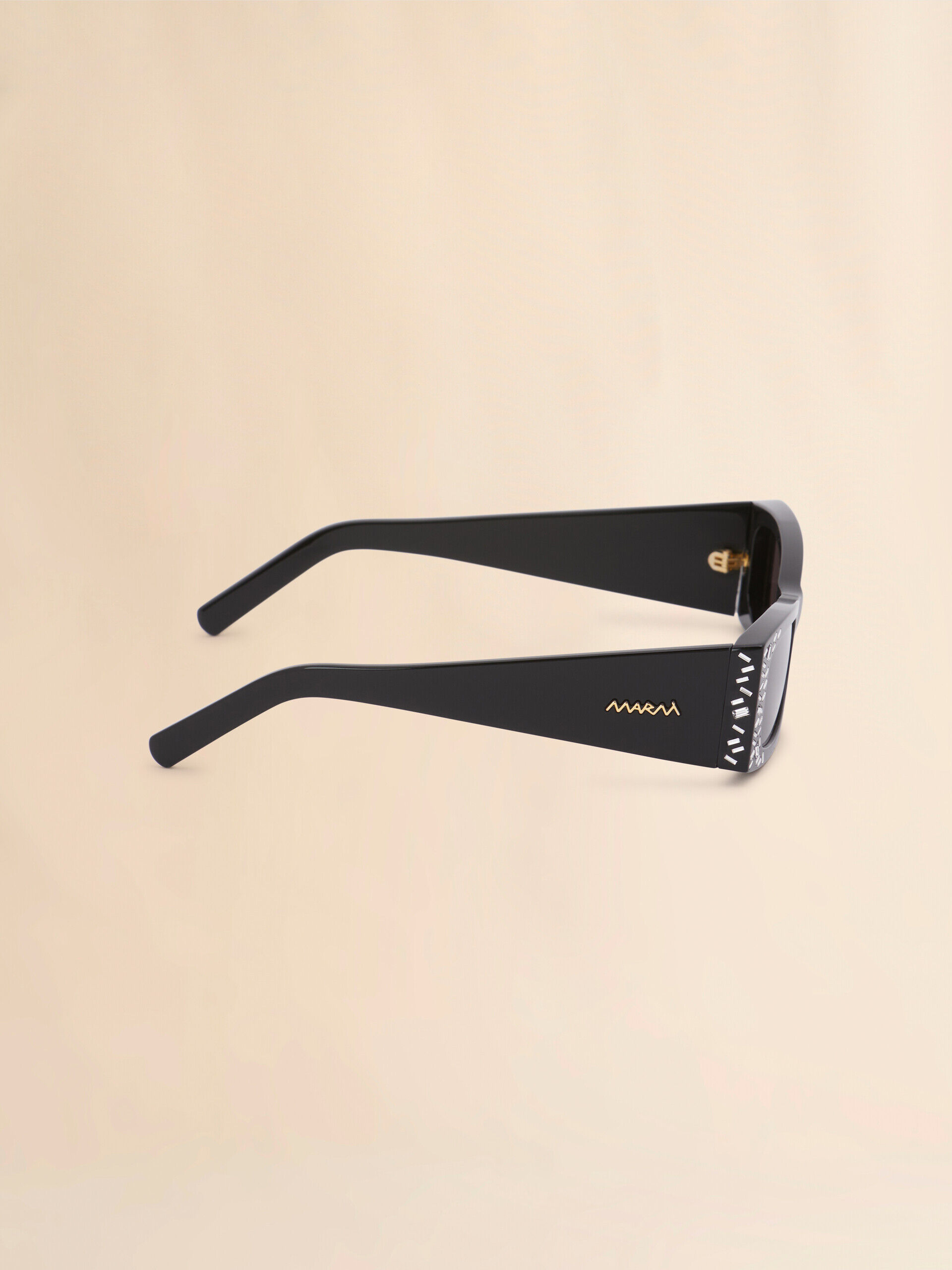 マリ Black acetate Zokoa sunglasses with rhinestones | Marni