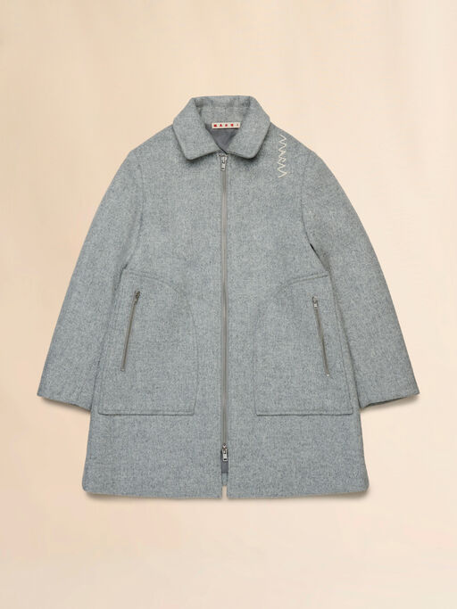 Grey melange wool blend coat with Marni Symbol - Jackets