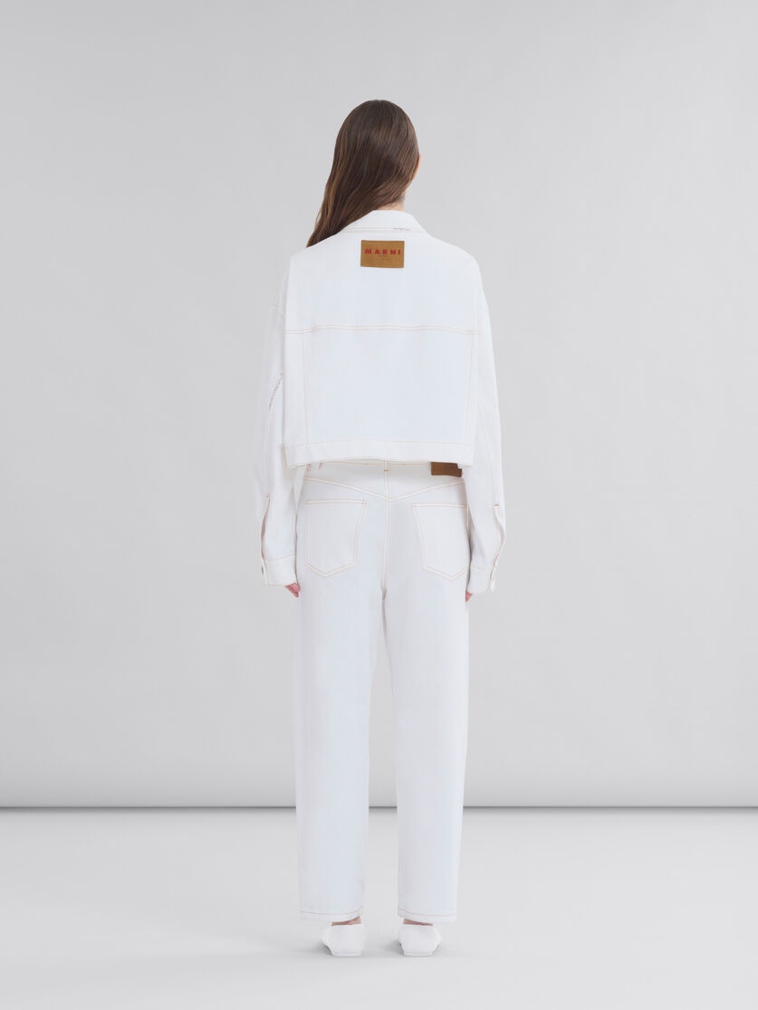 Veste en denim blanc avec patchs fleurs - Manteaux - Image 3