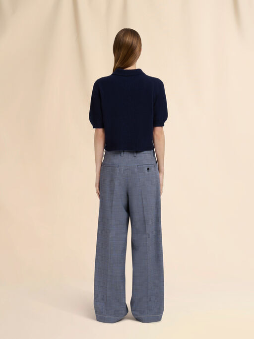 Blue wool trousers with Prince of Wales check - Pants