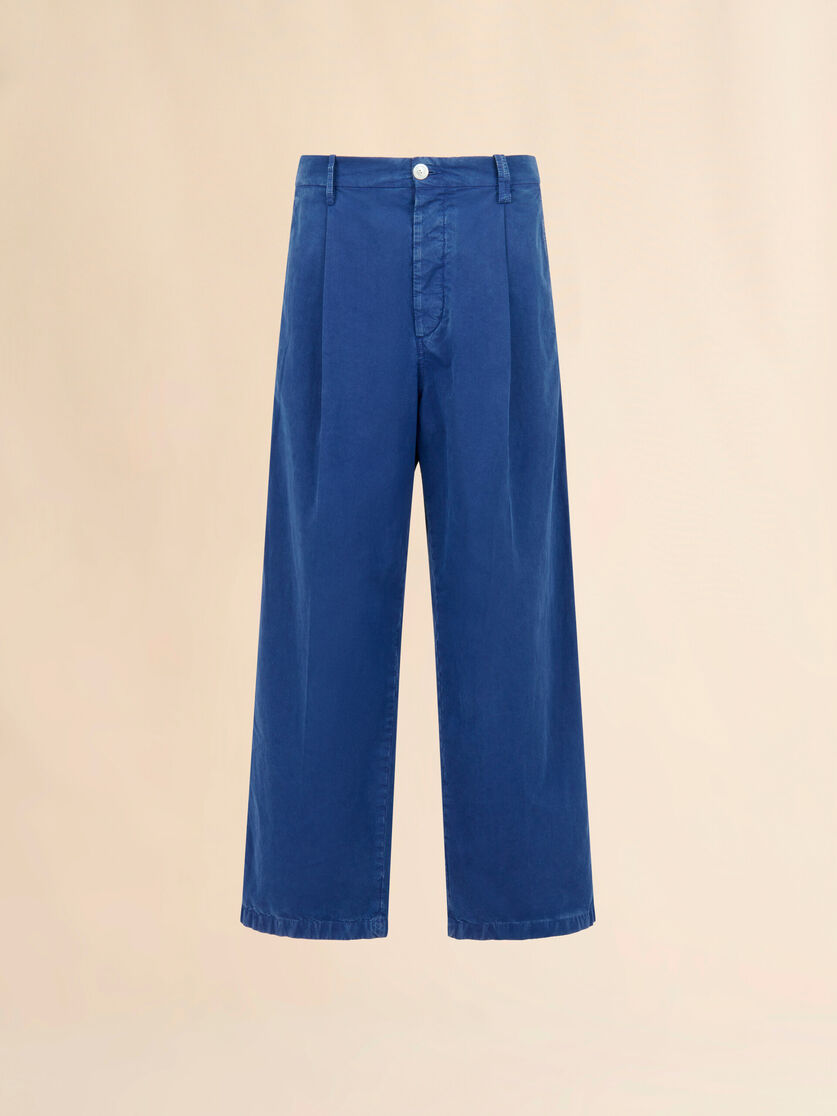 Blue cotton wide-leg trousers, Image 1