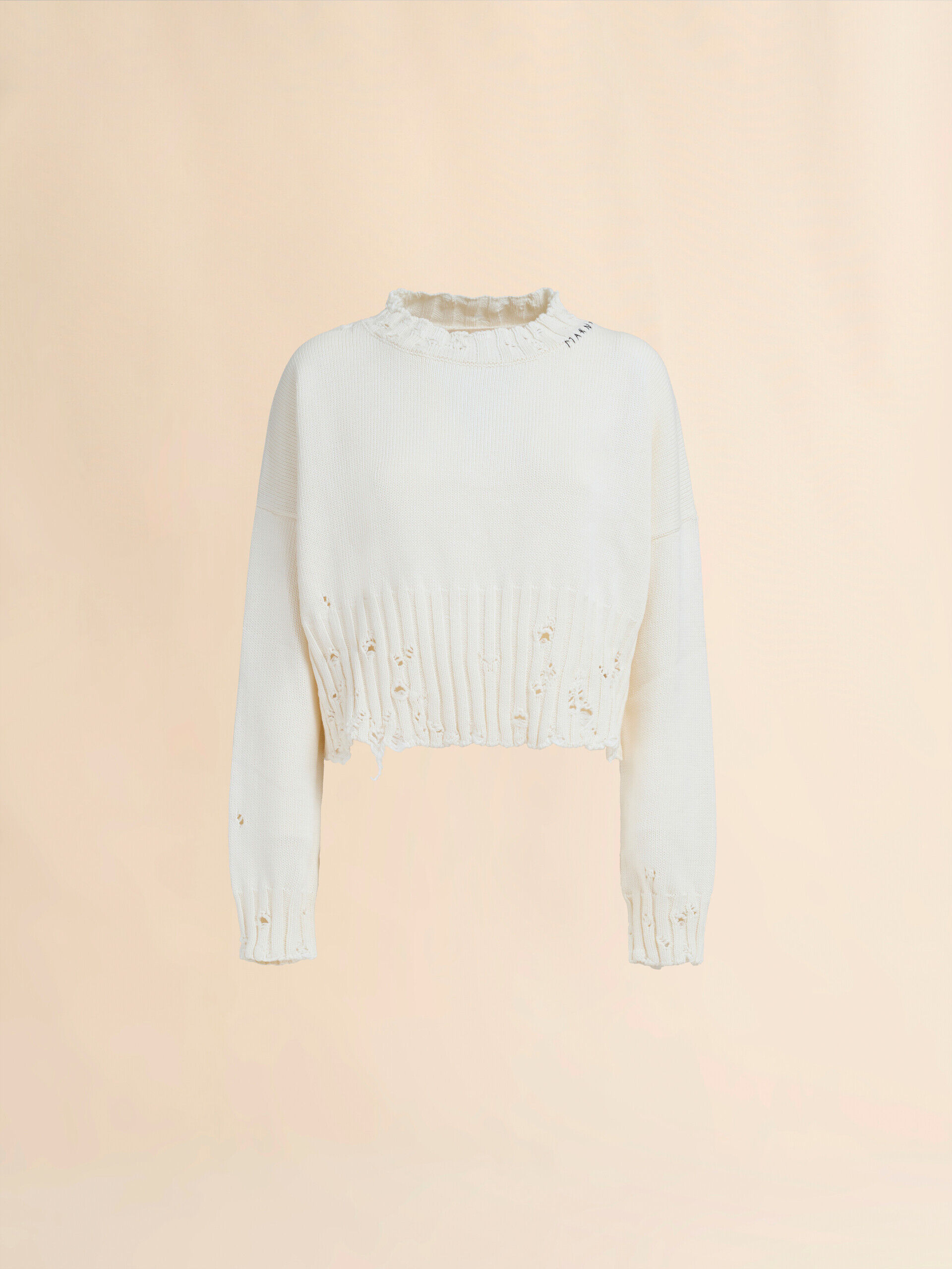 ホワイト ディシュベルドコットン製 クロップドジャンパー | Marni