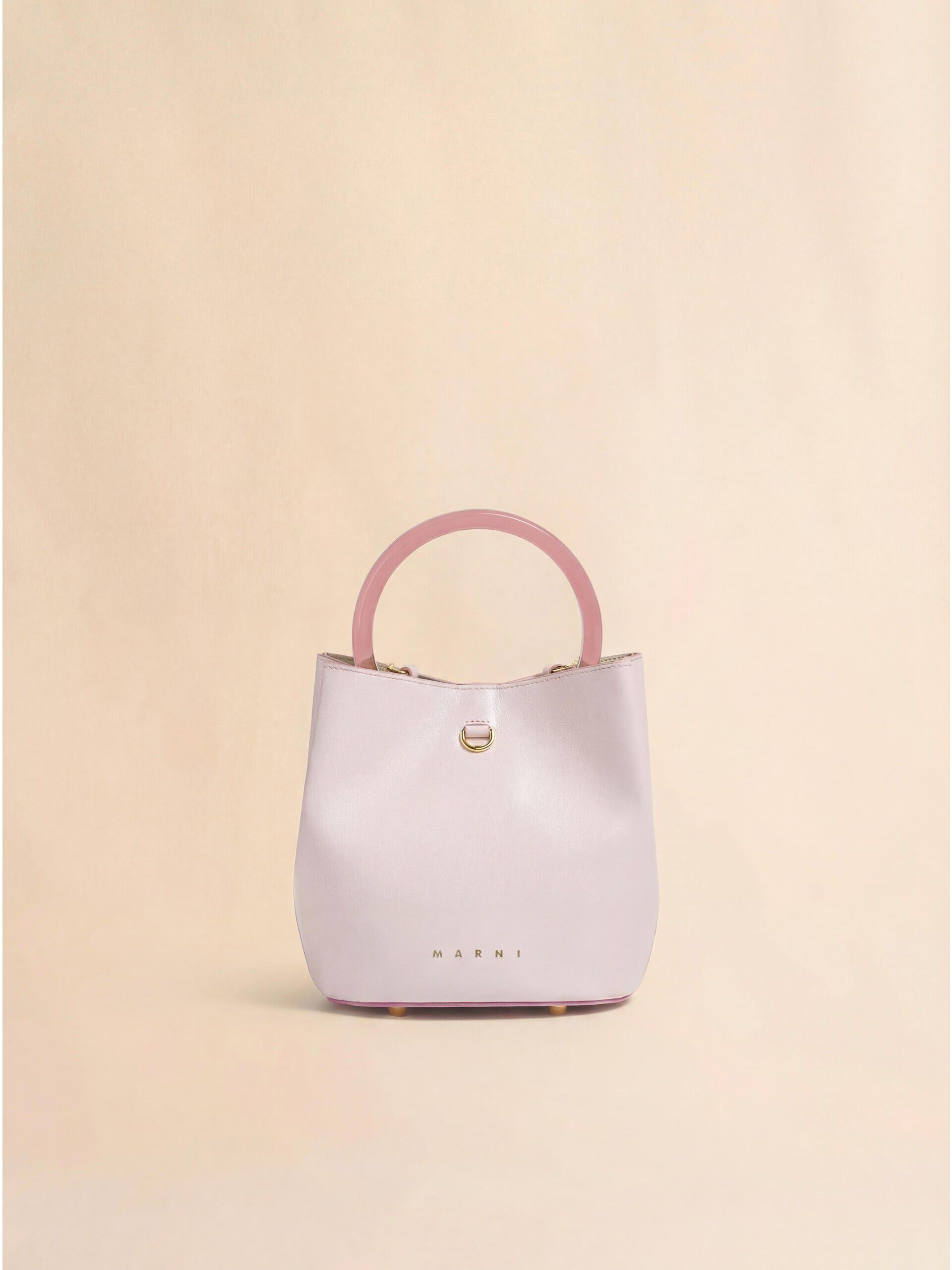 MARNI ピンクレザー ハンドバッグ Pink leather Pannier bucket bag | Marni