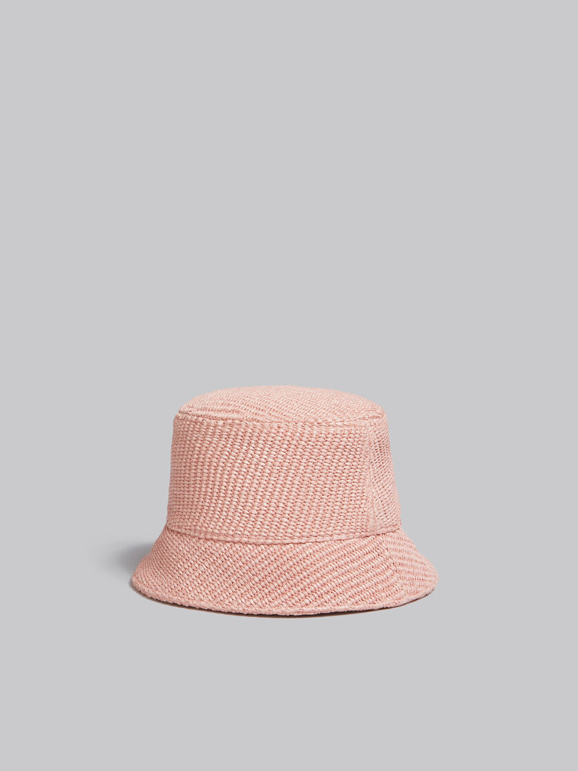 Pink raffia bucket hat with logo embroidery - Hats - Image 3