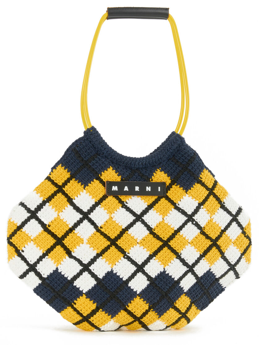 Pink rhombus cotton knit MARNI MARKET handbag - Shopping Bags - Image 4