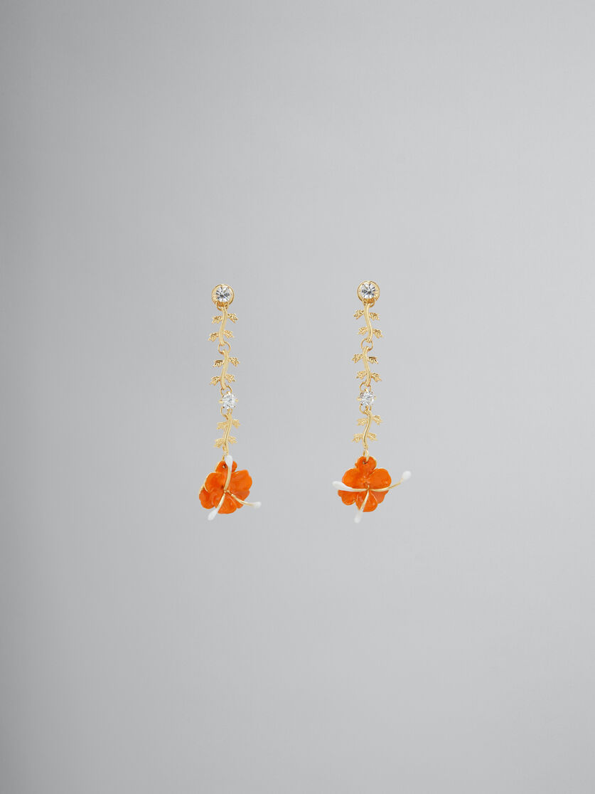 Marni Women's Gold-Tone Metal Stud Drop Earrings - Orange