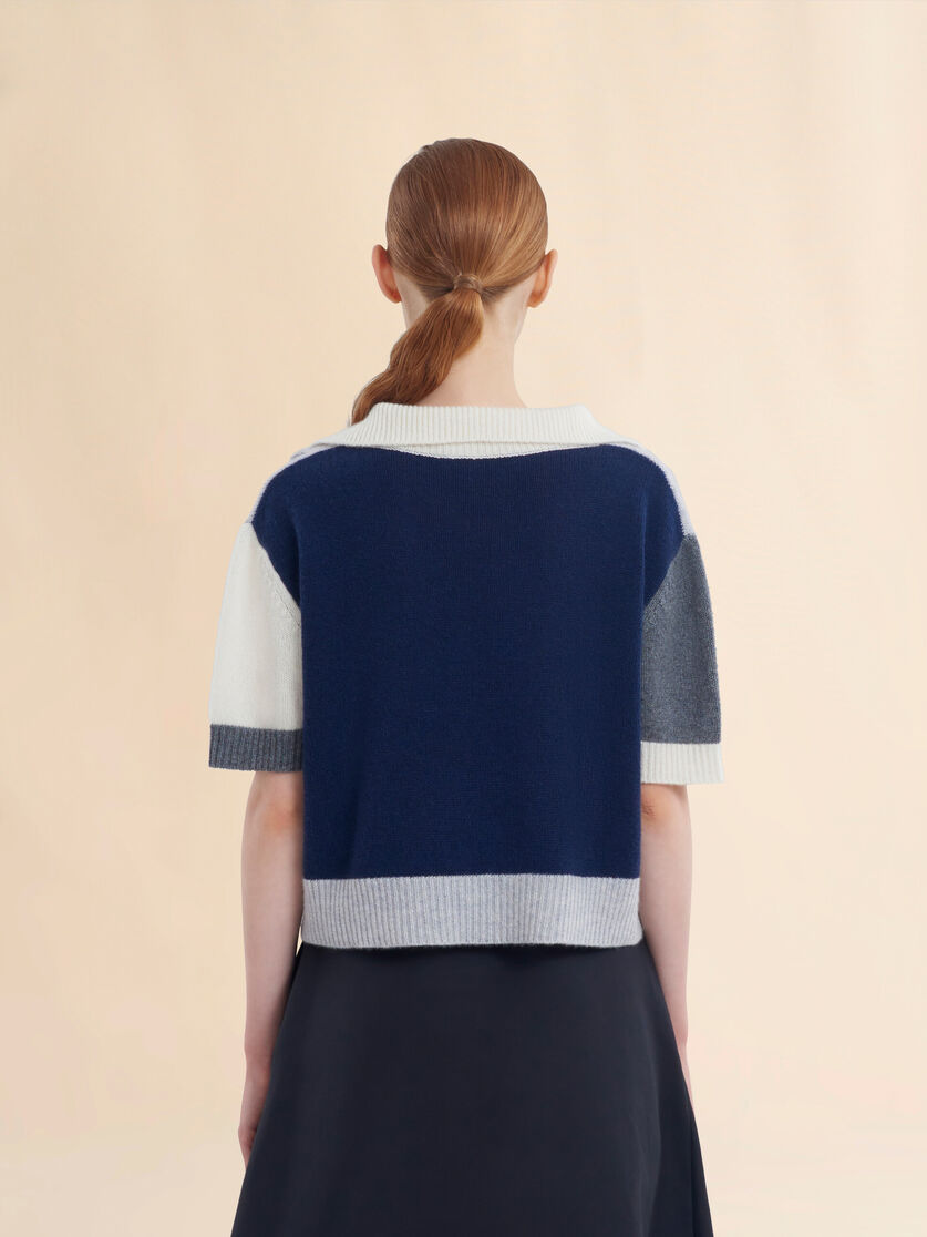 Grey cashmere colour block polo shirt with Marni Symbol - Pullovers - Image 3