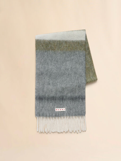Deep green striped alpaca scarf - Scarves