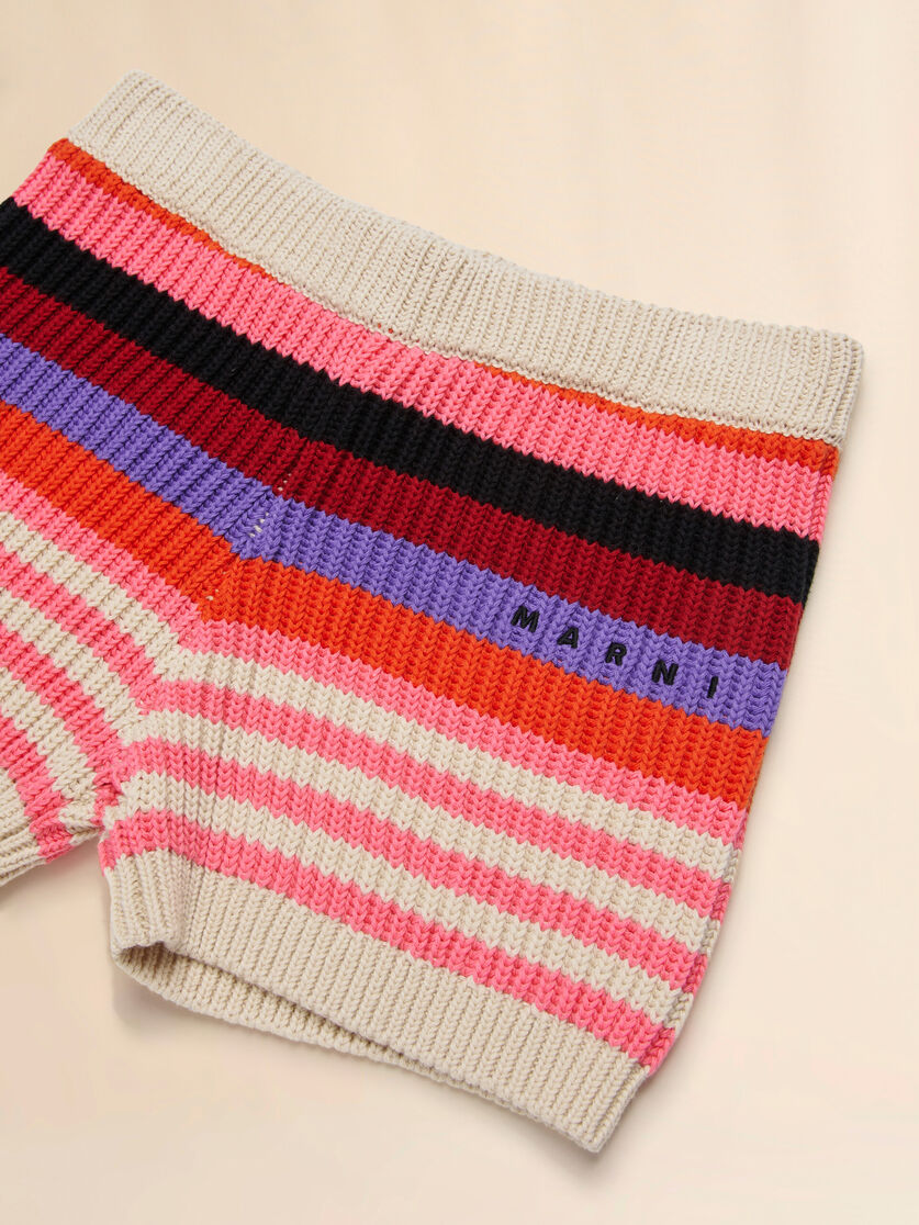 Culotte in maglia di cotone beige a righe, Image 3