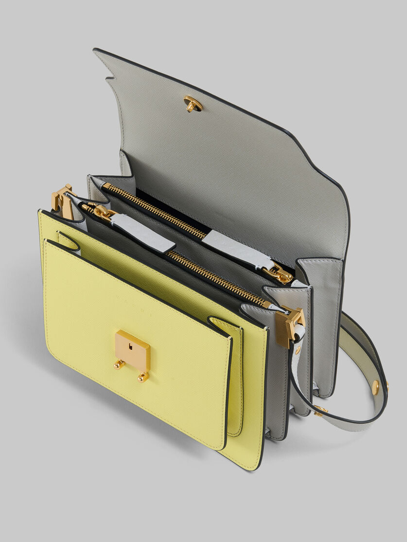 Tan yellow and grey saffiano leather medium Trunk bag - Shoulder Bags - Image 3