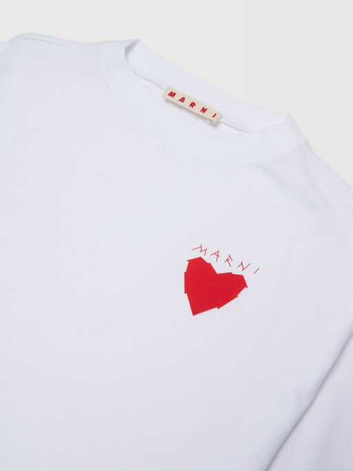 White cotton T-shirt with Marni Mending heart print - T-shirts