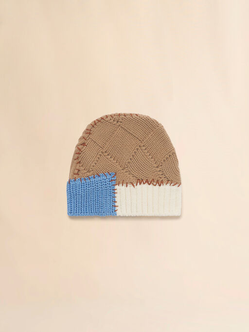 Brown wool mixed knit beanie with Marni Mending - Hats