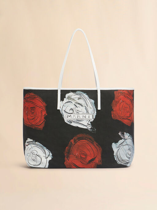 Bolso reversible Janus negro con estampado Mercury rojo y blanco - Bolsos shopper
