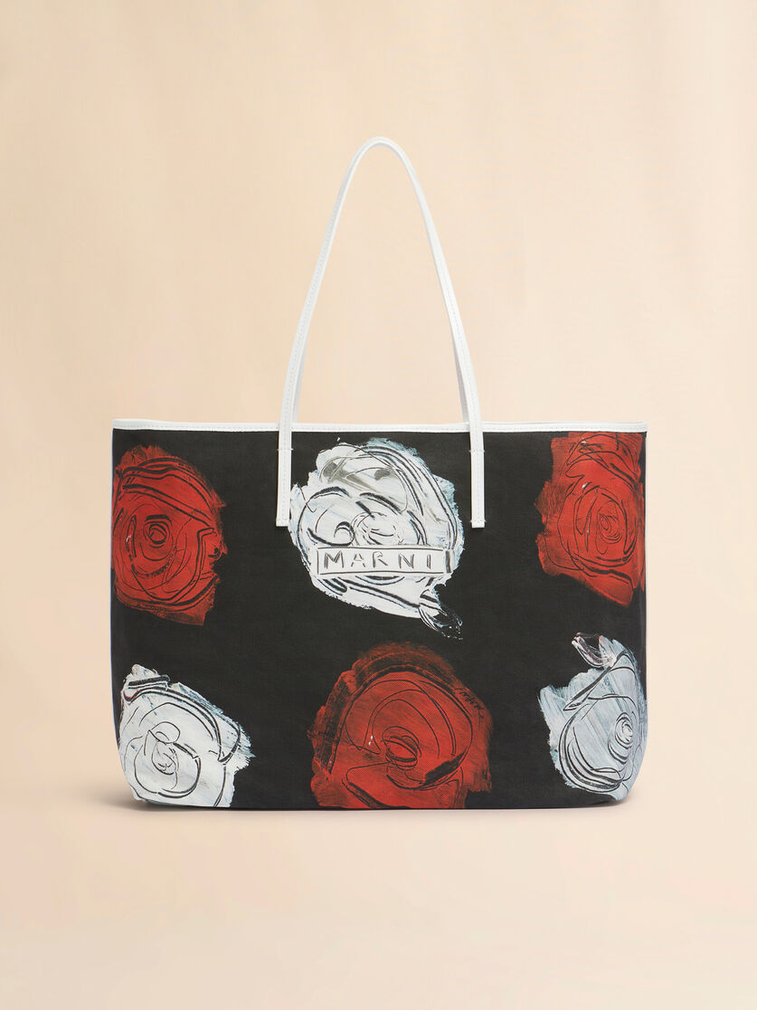 Wendetasche Janus in Schwarz mit rotem und weißem Mercury-Print - Shopper - Image 1