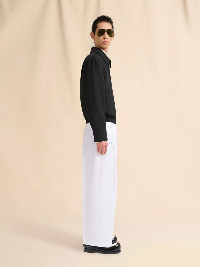 Cream viscose oversized shirt with geometric jacquard motif - Shirts - Image 5