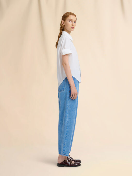 Jean fuselé en denim biologique bleu - Pantalons