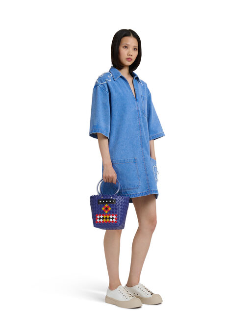 イリスブルー MARNI MARKET TAHA FLOWERS BAG - ショッピングバッグ