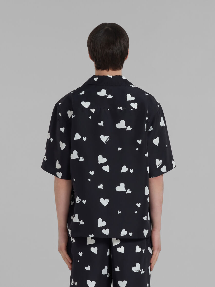 Black silk shirt with Bunch of Hearts print - Shirts - Image 3