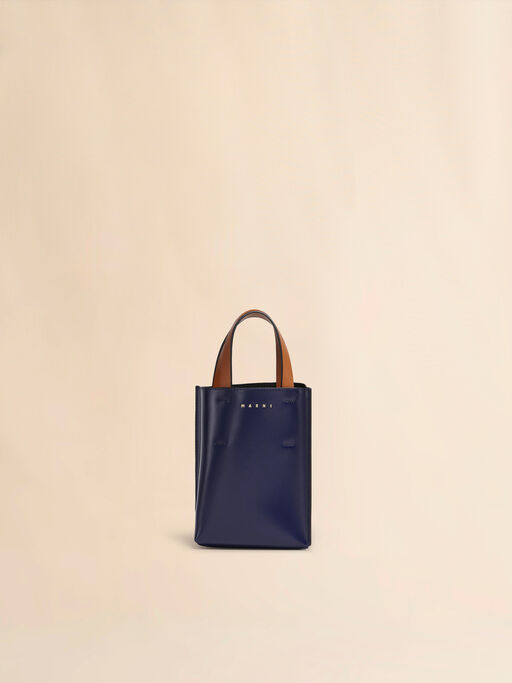 MUSEO nano bag in blue and white leather - Shopping Bags
