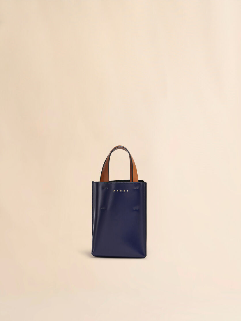 Sac nano MUSEO en cuir bleu et blanc - Sacs cabas - Image 1