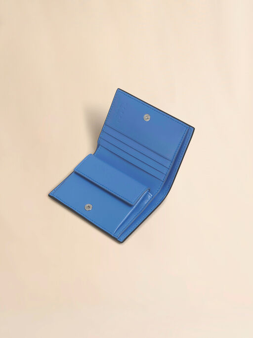 Brown leather bifold wallet with Marni Mending embroidery - Wallets
