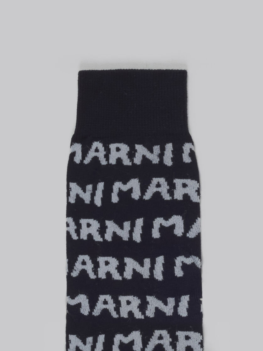 Black cotton socks with Mega Marni motif - Socks - Image 3