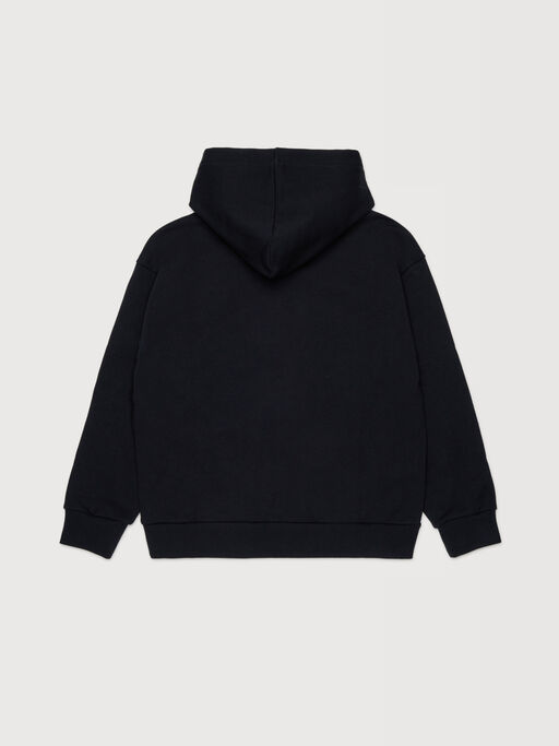 Black cotton hoodie with shiny Marni logo - Sweaters