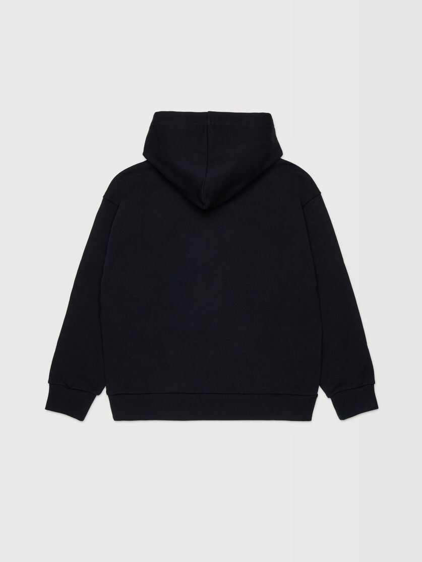 Black cotton hoodie with shiny Marni logo, Image 2