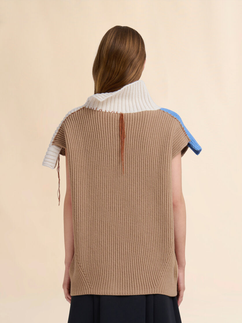 Pull patchwork en laine marron - pulls - Image 3