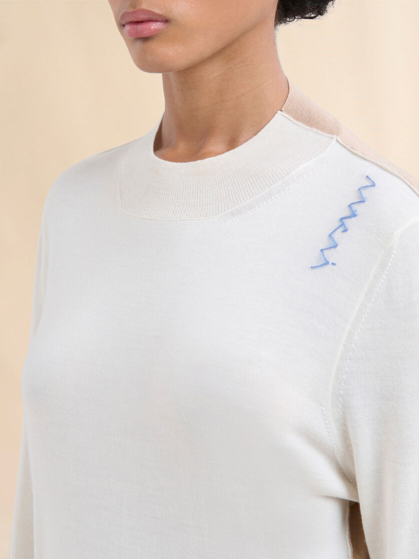 Black crew neck knitted jumper with contrasting back panel - Pullovers - Image 4