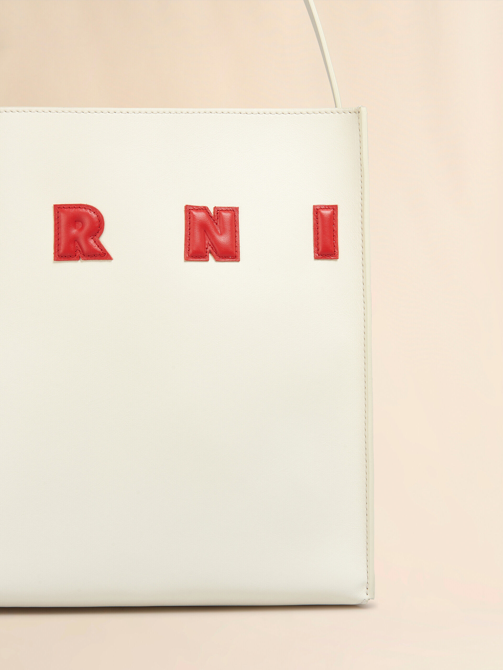 Small white leather Museo hobo bag with patches | Marni