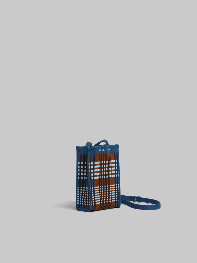 Blue and brown jacquard check Mini Shoulder Bag | Marni 