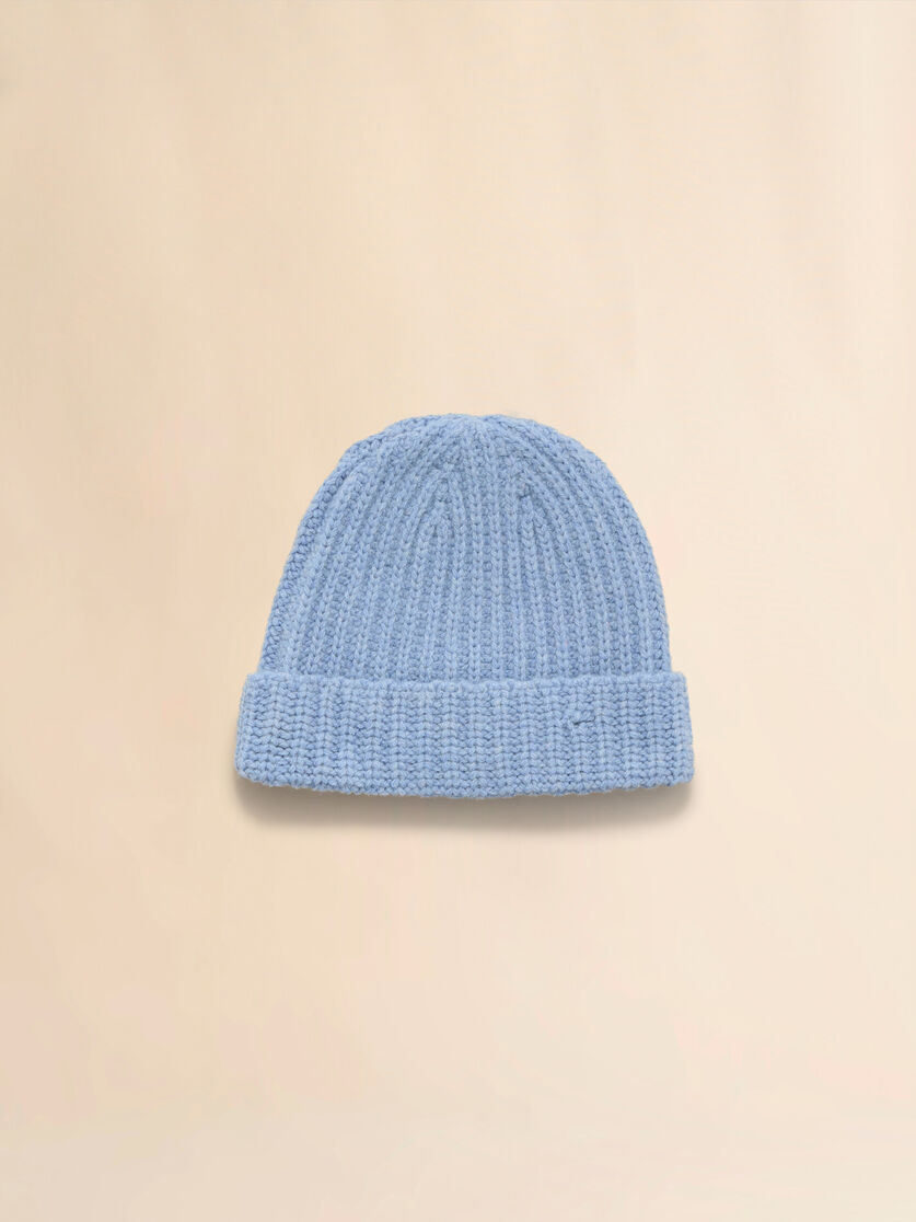 Blue Shetland wool beanie with Marni mending | Marni 