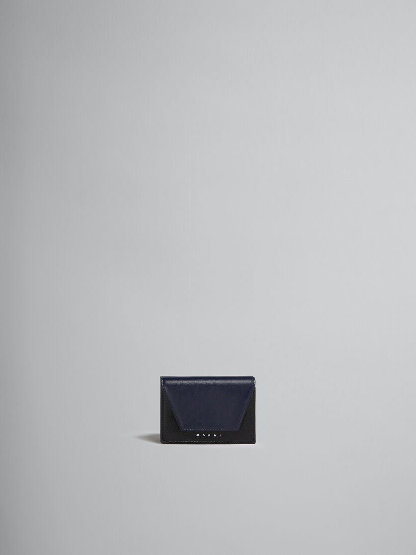 Portafoglio tri-fold in pelle blu e nera - Portafogli - Image 1