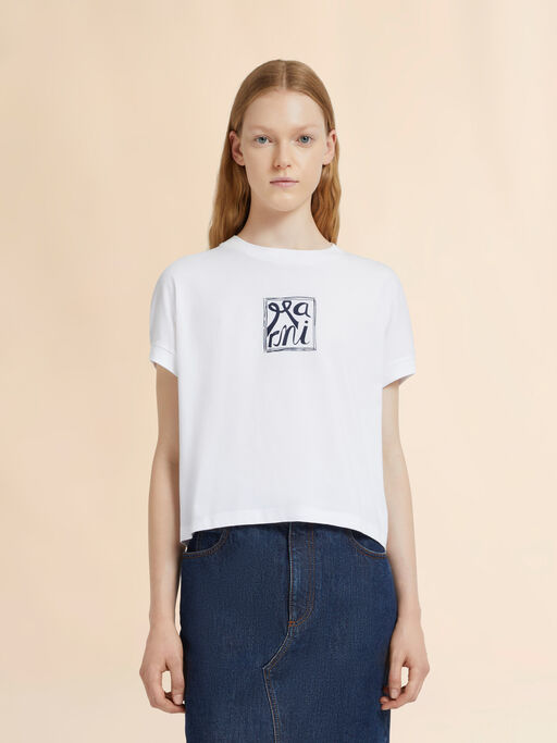 Marni Frameロゴ ホワイト コットンコクーンTシャツ - Tシャツ