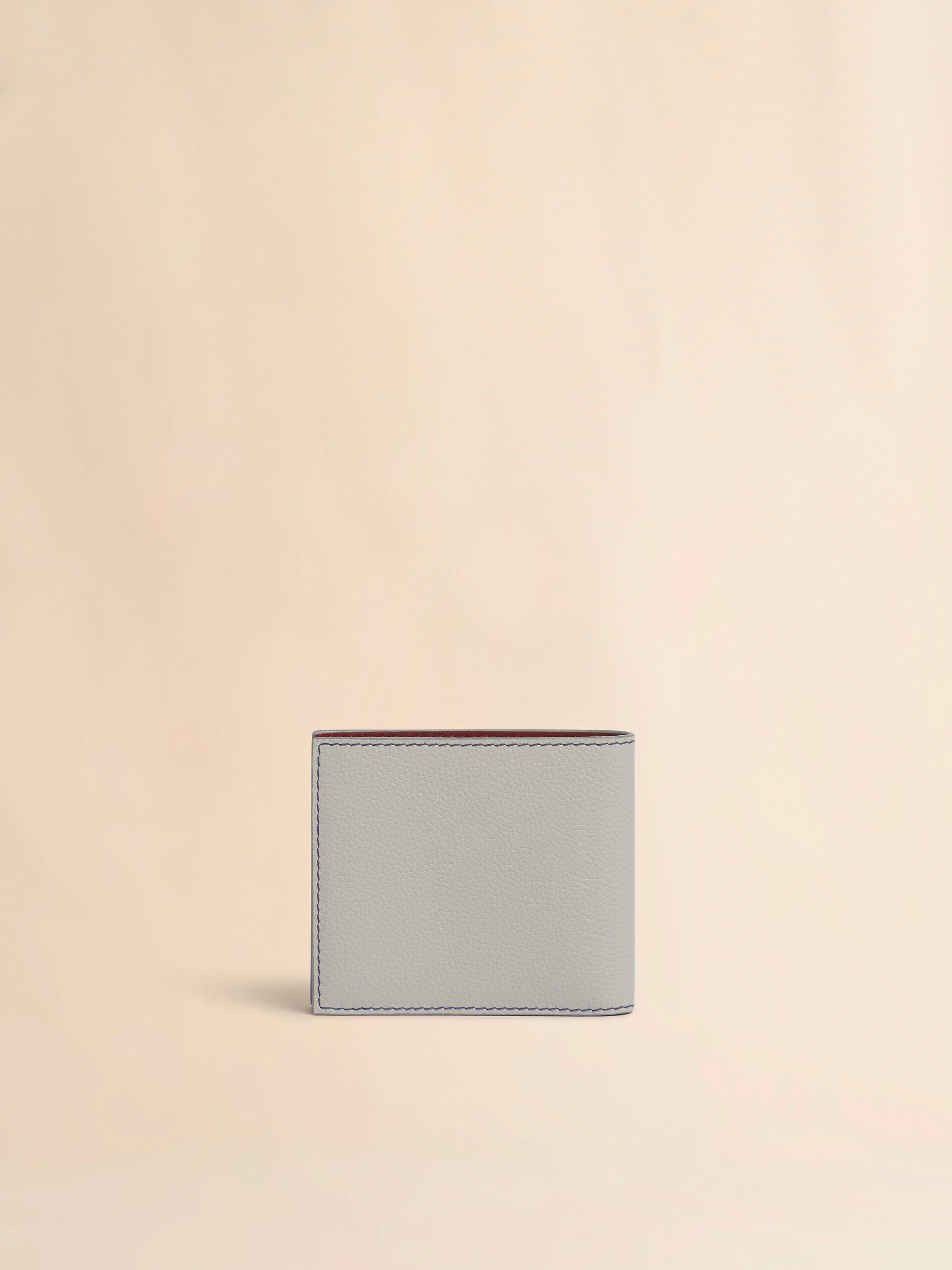 グレー レザー製二つ折りウォレット、コントラストステッチ入り | Marni
