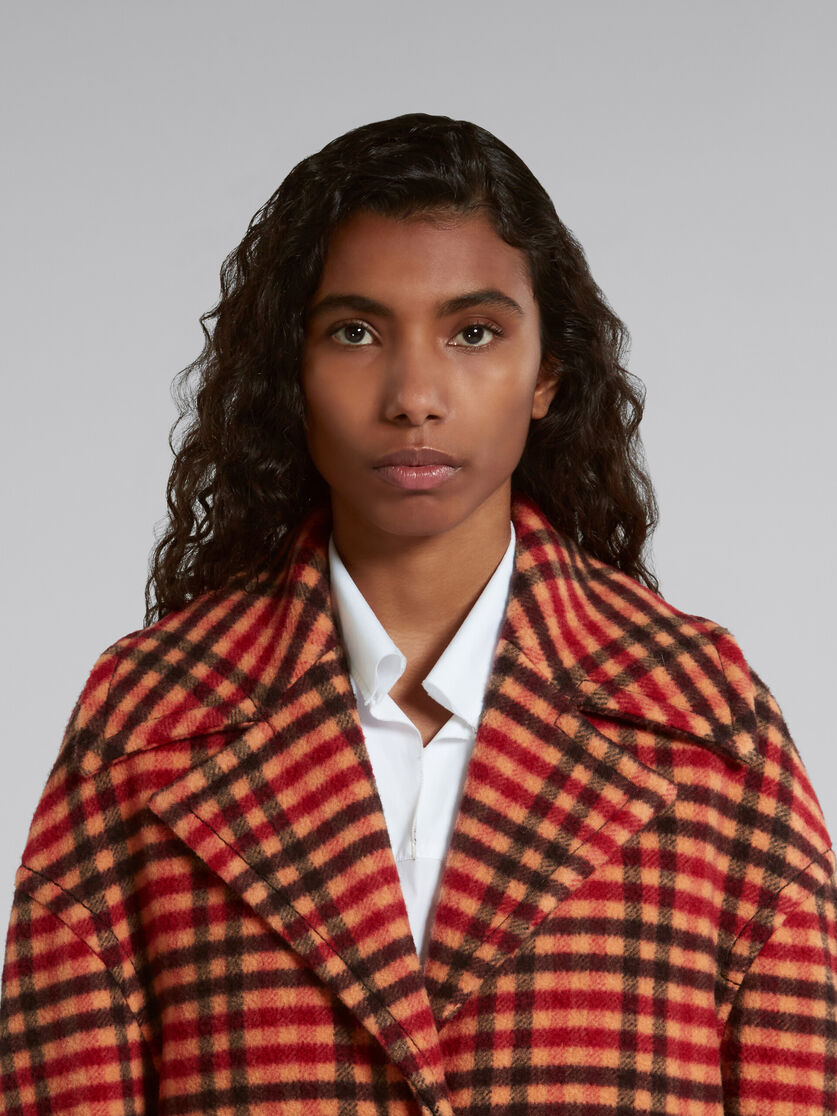 Orange wool felt coat with Wavy Check pattern - Coat - Image 4